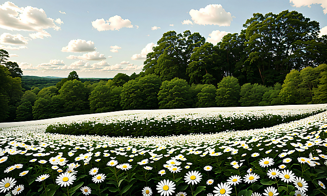 JPG 나무 구름 편집이미지 꽃 꽃밭 자연 하늘 풍경 초원 사람없음 야외 데이지 편집실사 AI포토 AI콘텐츠 자연요소 식물 CG 생태계 파일형식