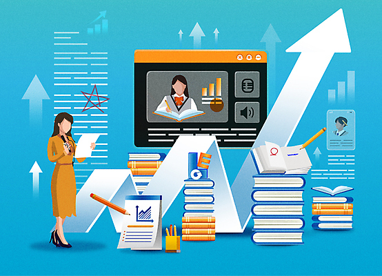 전신 여자 남자 화살표 종이 일러스트 청소년 그래프 들기 상반신 성인 책 세명 연필 강사 교사 강의 마이크 분필 연필꽂이 상승 별표 성적향상 온라인강의 책더미 국내일러스트 AI파일 직업 음향기기 컨셉 모션 문구용품 학용품 사람 필기구 초크 무더기 파일형식 벡터 언택트