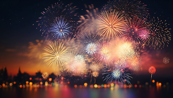 JPG 편집이미지 야경 불꽃 폭죽 불꽃놀이 사람없음 디지털합성 보케 편집실사 AI포토 AI콘텐츠 놀이 불 야간 CG 파일형식 풍경_경치