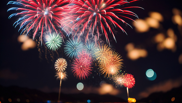 JPG 편집이미지 야경 불꽃 폭죽 불꽃놀이 사람없음 디지털합성 보케 편집실사 AI포토 AI콘텐츠 놀이 불 야간 CG 파일형식 풍경_경치