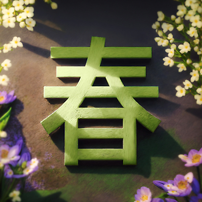 JPG 편집이미지 꽃 자연 그림자 타이포그라피 사람없음 초록색 한자 봄 감성 봄춘 이미지편집 편집실사 AI컴퓨터그래픽 AI콘텐츠 식물 문자 계절 컬러 컨셉 CG 생태계 파일형식