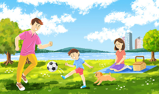 전신 PSD 나무 구름 한마리 공원 여자 남자 어린이 일러스트 축구공 가족 하늘 앉기 빌딩 소년 잔디 성인 세명 강 소풍 화목 강아지 즐거움 돗자리 공놀이 공차기 소풍바구니 카피스페이스 국내일러스트 자연요소 식물 1 공공시설 감정 컨셉 공 축구용품 관계 모션 놀이 사람 건물 반려동물 야외활동 바구니 공백 개 파일형식