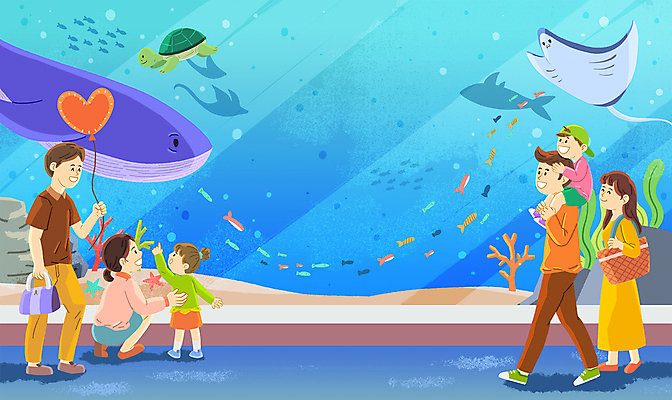 PSD 여자 남자 어린이 가방 일러스트 가족 어류 서기 들기 앉기 소녀 소년 여러명 성인 걷기 바위 가리킴 목말 산호 거북이 고래 하트풍선 풍선 가오리 아쿠아리움 카피스페이스 물고기떼 국내일러스트 잡화 다수 포유류 관계 파충류 모션 사람 손짓 수중동물 공백 돌_바위 하트 자포동물 수족관 파일형식