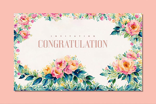 PSD 편집이미지 꽃 잎 붓터치 수채화 프레임 사람없음 축하 화려 번짐 축하카드 이미지편집 카드프레임 식물 컨셉 카드_감사 파일형식 효과