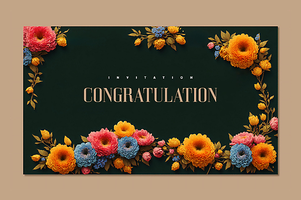 PSD 편집이미지 꽃 잎 프레임 사람없음 검은색 축하 화려 축하카드 이미지편집 카드프레임 식물 컬러 컨셉 카드_감사 파일형식