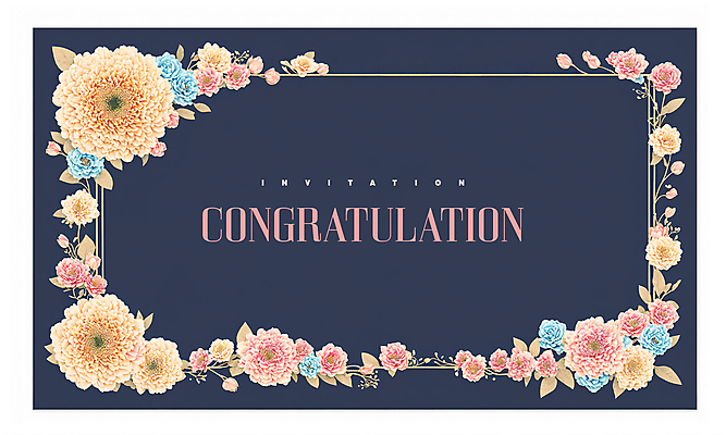 PSD 편집이미지 꽃 잎 프레임 사람없음 축하 화려 남색 축하카드 이미지편집 카드프레임 식물 컬러 컨셉 카드_감사 파일형식