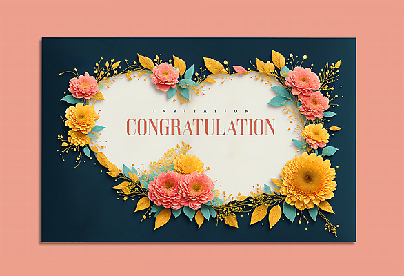 PSD 편집이미지 꽃 잎 프레임 사람없음 노란색 하트 축하 화려 남색 축하카드 이미지편집 카드프레임 모양 식물 컬러 컨셉 카드_감사 파일형식