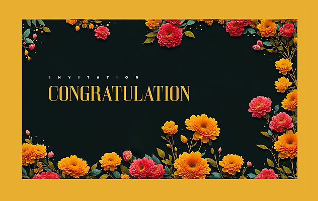 PSD 편집이미지 꽃 잎 프레임 사람없음 노란색 검은색 축하 화려 축하카드 이미지편집 카드프레임 식물 컬러 컨셉 카드_감사 파일형식