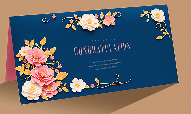 PSD 편집이미지 꽃 분홍색 잎 프레임 그림자 사람없음 축하 화려 페이퍼아트 남색 입체 축하카드 이미지편집 카드프레임 식물 컬러 컨셉 카드_감사 파일형식