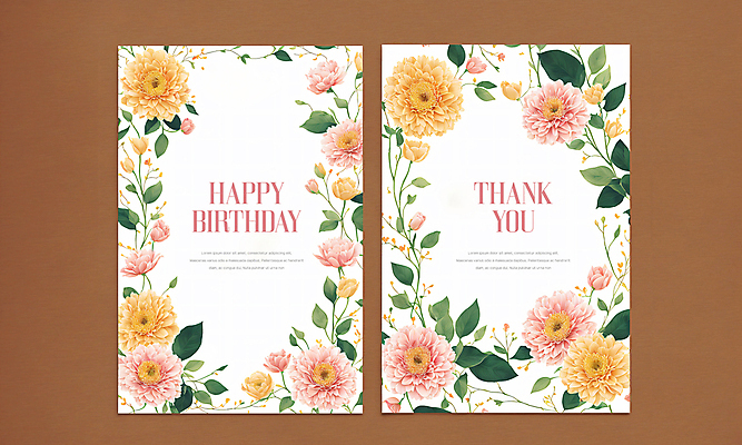 PSD 편집이미지 꽃 잎 프레임 사람없음 세트 흰색 축하 화려 축하카드 해피버스데이 이미지편집 카드프레임 식물 컬러 컨셉 카드_감사 생일 파일형식