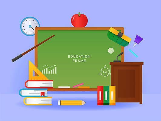 교육 시계 일러스트 프레임 사람없음 책 초록색 연필 보라색 칠판 막대기 압정 사과 마이크 오브젝트 분필 삼각자 교탁 칠판지우개 카피스페이스 국내일러스트 AI파일 컬러 음향기기 과일 학용품 자 필기구 사무용품 공백 초크 파일형식 벡터