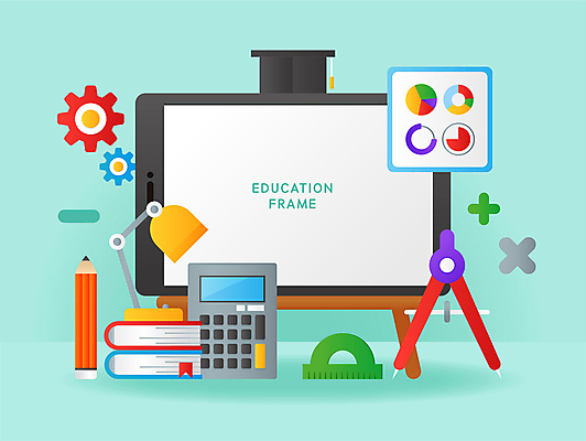 교육 일러스트 학사모 그래프 프레임 자 사람없음 책 태블릿 연필 계산기 스탠드 수학 오브젝트 톱니바퀴 컴파스 수학기호 민트색 카피스페이스 국내일러스트 AI파일 모자_잡화 기호 컬러 졸업 교과목 문구용품 학용품 조명 전자제품 스마트기기 필기구 공백 장비 파일형식 벡터