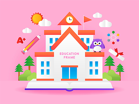 나무 교육 리본 분홍색 일러스트 학교 프레임 사람없음 책 태양 연필 깃발 풀 졸업장 두루마리 오브젝트 부엉이 구름모양 에이플러스 국내일러스트 AI파일 자연요소 모양 식물 컬러 졸업 조류 학용품 필기구 점수 파일형식 벡터 구름_자연