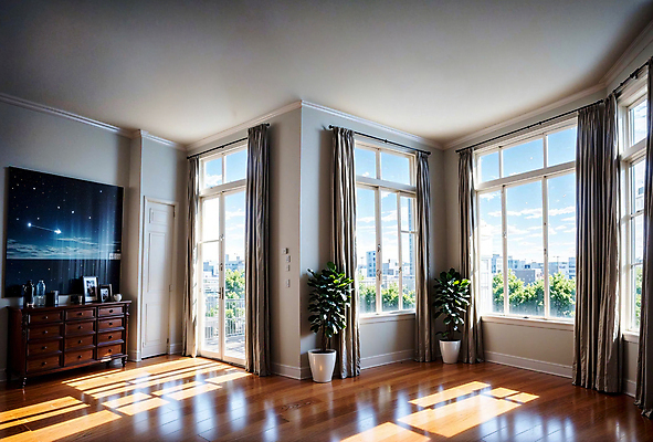 JPG 구름 편집이미지 화분 가구 창문 하늘 실내 풍경 사람없음 인테리어 커튼 디지털합성 서랍장 편집실사 AI포토 AI콘텐츠 자연요소 디자인 생활용품 내부 CG 파일형식