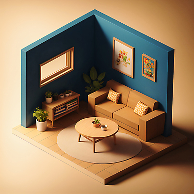 JPG 편집이미지 화분 액자 쿠션 거실 창문 탁자 사람없음 소파 3D 카펫 방 디지털합성 아이소메트릭 편집3D AI컴퓨터그래픽 AI콘텐츠 가구 의자 파일형식