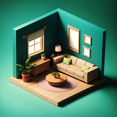 JPG 편집이미지 화분 액자 쿠션 거실 창문 탁자 사람없음 초록색 소파 3D 카펫 방 스탠드 블라인드 디지털합성 서랍장 아이소메트릭 편집3D AI컴퓨터그래픽 AI콘텐츠 컬러 가구 의자 조명 커튼 파일형식