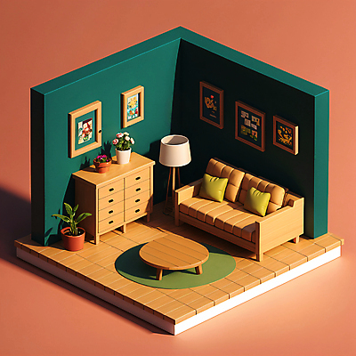 JPG 편집이미지 화분 액자 쿠션 탁자 사람없음 초록색 소파 3D 꽃병 카펫 방 스탠드 디지털합성 서랍장 아이소메트릭 편집3D AI컴퓨터그래픽 AI콘텐츠 꽃 컬러 가구 의자 조명 파일형식