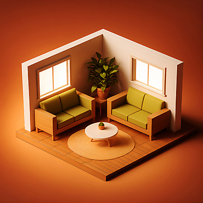 JPG 편집이미지 화분 액자 거실 창문 탁자 사람없음 소파 3D 카펫 방 디지털합성 아이소메트릭 편집3D AI컴퓨터그래픽 AI콘텐츠 가구 의자 파일형식