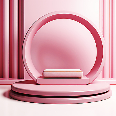 JPG 편집이미지 분홍색 사람없음 전시 원형 입체 디지털합성 단상 시상대 포디움 편집소스 편집실사 AI컴퓨터그래픽 AI콘텐츠 도형 컬러 무대 CG 파일형식