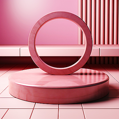 JPG 편집이미지 분홍색 사람없음 전시 원형 입체 디지털합성 단상 시상대 포디움 편집소스 편집실사 AI컴퓨터그래픽 AI콘텐츠 도형 컬러 무대 CG 파일형식