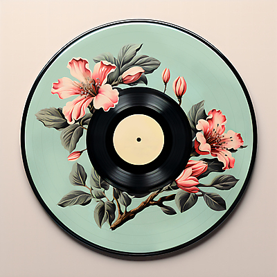 JPG 편집이미지 꽃 분홍색 잎 사람없음 원형 꽃봉오리 CD자켓 민트색 보테니컬아트 편집실사 AI포토 AI콘텐츠 도형 식물 컬러 CD CG 파일형식