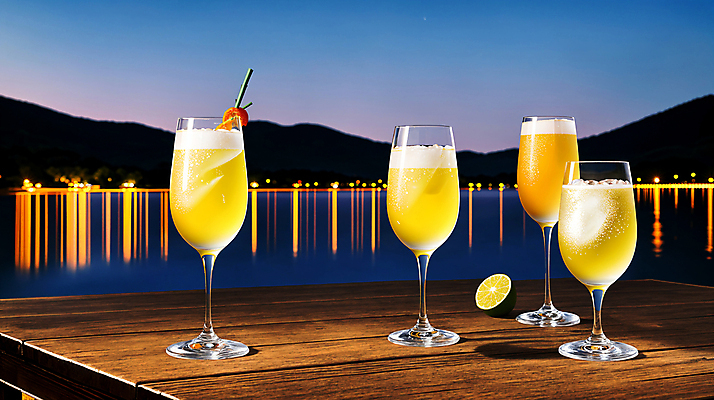 JPG 편집이미지 바다 와인잔 과일 밤하늘 풍경 사람없음 빛 칵테일 나무탁자 스파클링와인 편집실사 AI포토 AI콘텐츠 술잔 탁자 하늘 주류 야간 CG 탄산 파일형식