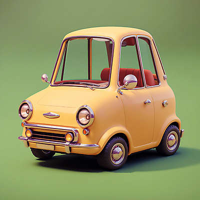 JPG 편집이미지 한대 자동차 사람없음 초록색 노란색 3D 귀여움 로우폴리 편집3D AI컴퓨터그래픽 AI콘텐츠 1 육상교통 컬러 컨셉 디지털합성 파일형식