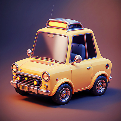 JPG 편집이미지 한대 자동차 사람없음 갈색 노란색 3D 귀여움 로우폴리 편집3D AI컴퓨터그래픽 AI콘텐츠 1 육상교통 컬러 컨셉 디지털합성 파일형식