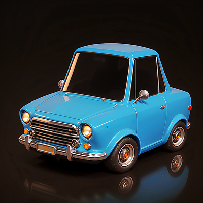 JPG 편집이미지 한대 자동차 사람없음 파란색 3D 귀여움 검은색 로우폴리 편집3D AI컴퓨터그래픽 AI콘텐츠 1 육상교통 컬러 컨셉 디지털합성 파일형식