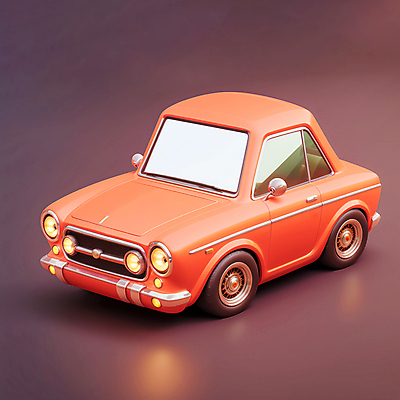 JPG 편집이미지 한대 자동차 사람없음 갈색 3D 귀여움 주황색 로우폴리 편집3D AI컴퓨터그래픽 AI콘텐츠 1 육상교통 컬러 컨셉 디지털합성 파일형식