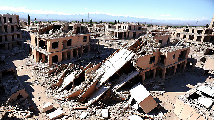 JPG 편집이미지 사람없음 야외 건물 손상 파편 자연재해 폐허 재해 붕괴 지진 무너짐 편집실사 AI포토 AI콘텐츠 건축물 컨셉 모션 CG 파일형식