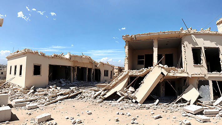 JPG 주간 편집이미지 사람없음 야외 건물 손상 파편 자연재해 폐허 재해 붕괴 지진 무너짐 편집실사 AI포토 AI콘텐츠 자연요소 건축물 컨셉 모션 CG 파일형식