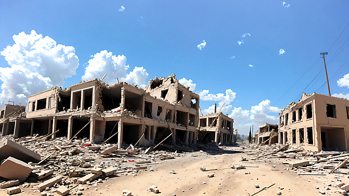 JPG 주간 편집이미지 사람없음 야외 건물 손상 파편 자연재해 폐허 재해 붕괴 지진 무너짐 편집실사 AI포토 AI콘텐츠 자연요소 건축물 컨셉 모션 CG 파일형식