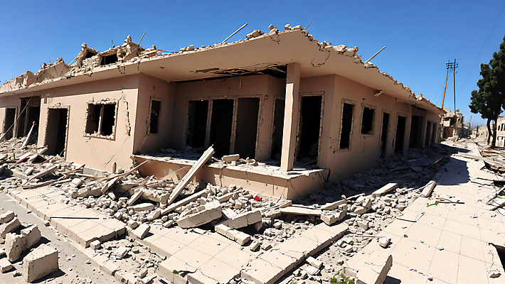 JPG 주간 편집이미지 사람없음 야외 건물 손상 파편 자연재해 폐허 재해 붕괴 지진 무너짐 편집실사 AI포토 AI콘텐츠 자연요소 건축물 컨셉 모션 CG 파일형식