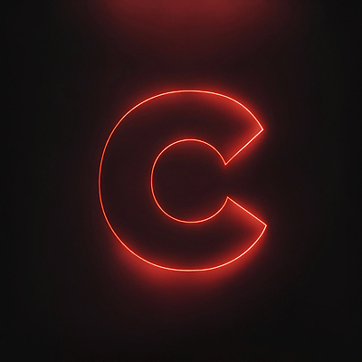 JPG 편집이미지 문자 알파벳 대문자 타이포그라피 사람없음 빨간색 디지털합성 네온 C 편집소스 이미지편집 편집실사 AI컴퓨터그래픽 AI콘텐츠 영어 컬러 CG 파일형식