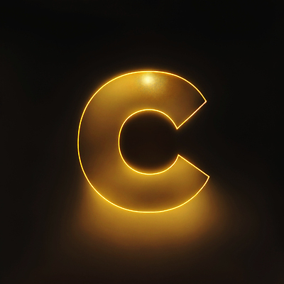 JPG 편집이미지 문자 알파벳 대문자 타이포그라피 사람없음 금색 디지털합성 네온 C 편집소스 이미지편집 편집실사 AI컴퓨터그래픽 AI콘텐츠 영어 컬러 CG 파일형식