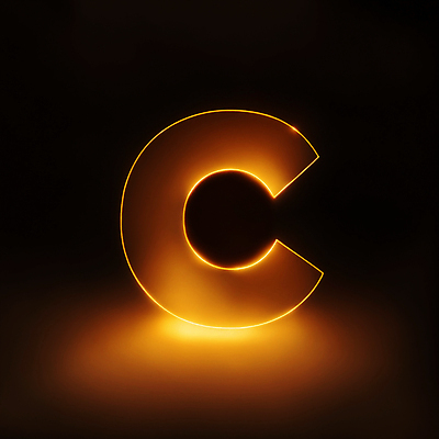 JPG 편집이미지 문자 알파벳 대문자 타이포그라피 사람없음 주황색 디지털합성 네온 C 편집소스 이미지편집 편집실사 AI컴퓨터그래픽 AI콘텐츠 영어 컬러 CG 파일형식