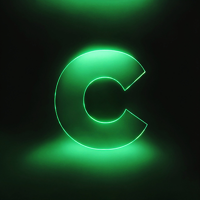 JPG 편집이미지 문자 알파벳 대문자 타이포그라피 사람없음 초록색 디지털합성 네온 C 편집소스 이미지편집 편집실사 AI컴퓨터그래픽 AI콘텐츠 영어 컬러 CG 파일형식