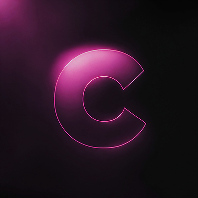 JPG 편집이미지 문자 알파벳 분홍색 대문자 타이포그라피 사람없음 디지털합성 네온 C 편집소스 이미지편집 편집실사 AI컴퓨터그래픽 AI콘텐츠 영어 컬러 CG 파일형식