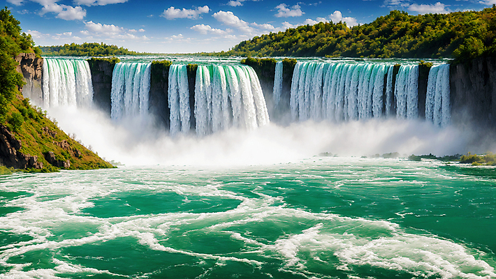 JPG 주간 편집이미지 호수 산 풍경 사람없음 야외 절벽 폭포 안개 떨어짐 쏟아짐 편집실사 AI포토 AI콘텐츠 자연요소 컨셉 모션 자연 날씨 CG 파일형식