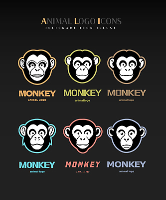 동물 아이콘 얼굴 여러마리 사람없음 컬러풀 머리 라벨 검은색 다양 원숭이 2D아이콘 AI파일 컬러 다수 포유류 프레임 신체부위 파일형식 벡터