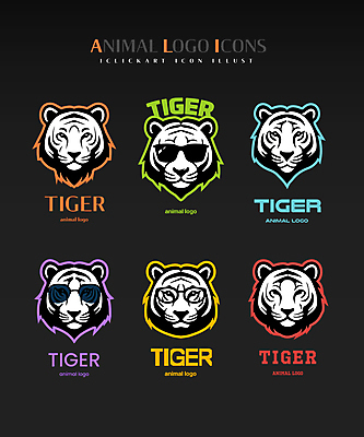 동물 아이콘 안경 얼굴 여러마리 사람없음 컬러풀 선글라스 머리 라벨 검은색 다양 호랑이 2D아이콘 AI파일 잡화 컬러 다수 포유류 프레임 신체부위 파일형식 벡터