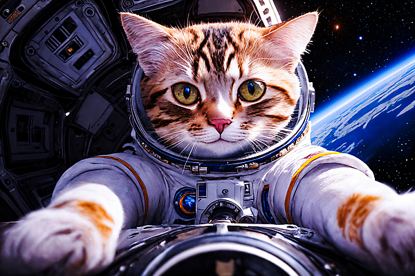 JPG 편집이미지 한마리 응시 사람없음 우주 고양이 우주비행사 우주선 디지털합성 우주복 편집소스 편집실사 AI컴퓨터그래픽 AI콘텐츠 1 시선 옷 포유류 반려동물 CG 파일형식