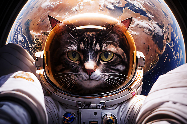 JPG 편집이미지 한마리 응시 지구 사람없음 우주 고양이 우주비행사 디지털합성 우주복 편집소스 편집실사 AI컴퓨터그래픽 AI콘텐츠 1 시선 옷 포유류 반려동물 CG 파일형식