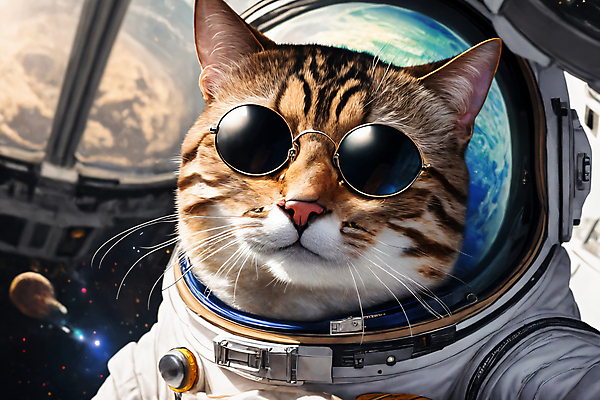 JPG 편집이미지 한마리 응시 지구 사람없음 선글라스 반사 우주 고양이 우주비행사 우주선 디지털합성 우주복 편집소스 편집실사 AI컴퓨터그래픽 AI콘텐츠 1 시선 옷 안경 포유류 반려동물 CG 파일형식