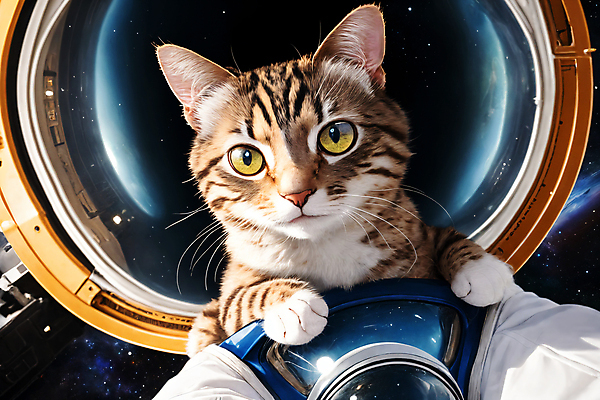 JPG 편집이미지 한마리 응시 사람없음 우주 고양이 우주비행사 우주선 디지털합성 우주복 편집소스 편집실사 AI컴퓨터그래픽 AI콘텐츠 1 시선 옷 포유류 반려동물 CG 파일형식
