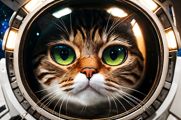 JPG 편집이미지 한마리 응시 근접촬영 사람없음 우주 고양이 우주비행사 디지털합성 우주복 편집소스 편집실사 AI컴퓨터그래픽 AI콘텐츠 1 시선 옷 뷰포인트 포유류 반려동물 CG 파일형식