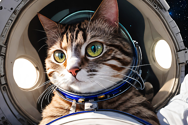 JPG 편집이미지 한마리 응시 사람없음 우주 고양이 우주비행사 우주선 디지털합성 우주복 편집소스 편집실사 AI컴퓨터그래픽 AI콘텐츠 1 시선 옷 포유류 반려동물 CG 파일형식