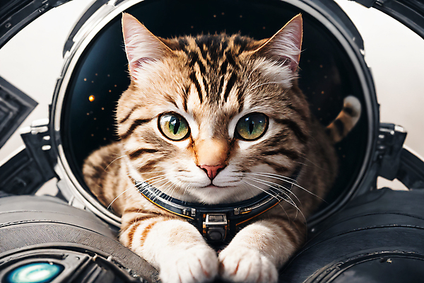 JPG 편집이미지 한마리 응시 사람없음 우주 고양이 우주비행사 우주선 디지털합성 우주복 편집소스 편집실사 AI컴퓨터그래픽 AI콘텐츠 1 시선 옷 포유류 반려동물 CG 파일형식