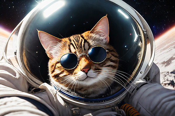 JPG 편집이미지 한마리 응시 사람없음 선글라스 우주 고양이 행성 우주비행사 디지털합성 우주복 편집소스 편집실사 AI컴퓨터그래픽 AI콘텐츠 1 시선 옷 안경 포유류 반려동물 CG 파일형식